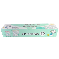 【小禮堂】Snoopy 盒裝夾鏈袋 25入 M/L - 綠白點點(平輸品)