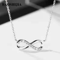 BAOSHIJIA Solid 18k White Gold Natural Diamonds Necklace Clavicle Chain Pendant Women's Beautyful Jewelry Luxurious