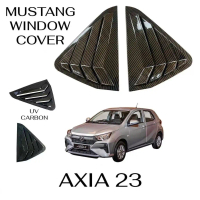 2Pcs Car Rear Side Carbon MUSTANG Window Triangle Mirror Cover Protector Door Visor AIXA 2023