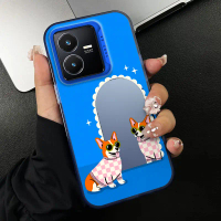 เคสโทรศัพท์แบบนิ่มบางเฉียบ, กระจก Corgi กึ่งตาราง, โปร่งใส, สำหรับ VIVO Y22S, Y22, Y35 4G