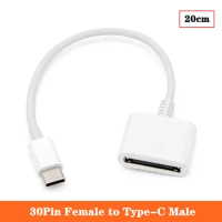 Apple's Old 30Pin Interface Data Cable To Type-C Plug Charging Adapter Connected To Android Phone Da