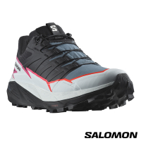 官方直營 Salomon 女 THUNDERCROSS 野跑鞋 登山鞋 黑/白令藍/亮粉紅