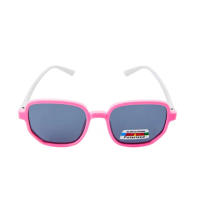 【Z-POLS】兒童用橡膠軟質彈性舒適大框粉紅白設計 頂級Polarized偏光抗UV400紫外線太陽眼鏡(兒童偏光眼鏡)
