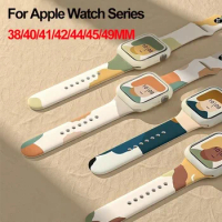 Silicone Strap for Apple Watch Series 3 4 5 6 SE 7 8 iWatch Bracelet 38mm 40mm 41mm 42mm 44mm 45mm 49mm Apple Wristband Ultra