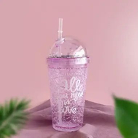 NIZEHOME - Tumbler Glitter 700ml Botol Minum Lucu Aesthetic Warna Pastel Cup Dingin dengan Sedotan T