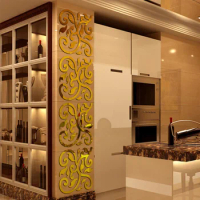 Fantastic Mirror Wall Stickers, Carved Pattern, Decorative Acrylic Crystal, Three-Dimensional TV Wall Sticker