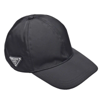 【PRADA 普拉達】經典三角LOGO尼龍棒球帽(黑1HC274-2B15-NERO)
