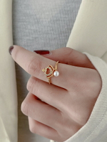 珍珠戒指女時尚個性莫桑鉆滿天星指環素戒愛心尾戒小指裝飾食指戒