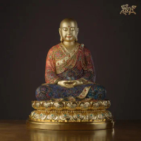 22inches China Pure Brass 24K Genuine Gold Ksitigarbha Buddhist Bodhisattva Buddha Statue Copper Decoration Home Gift