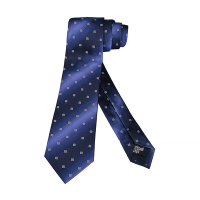 EMPORIO ARMANI漸層設計搭配藍白小方格花紋真絲領帶(寬版/海軍藍底x藍白字)
