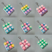 Cute Cat Claw Keychain 9 Keys Keyboard Decompression Toys DIY Keyboard Keyring mainan untuk hadiah b