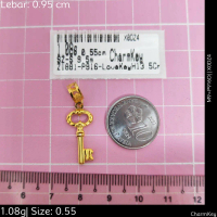 Emas 916,Loket Love Key H13.5 Crps 0.95cm Design:1881<X0DZ4>P916D(M9)-Size: 0.55cm