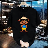 Kaos T-shirt katun murni modis, santai dan trendi, mewah dan berkualitas tinggi, kartun anime Si Uny