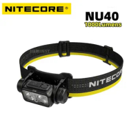 New Arrival NITECORE NU40 Headlamp 1000Lumens USB-C Rechargeable Headlight White Red Light Outdoor Built-in 2600mAh Battery