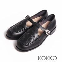 KOKKO清新古著感微寬楦編織漁夫鞋黑色