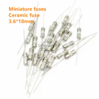 Miniature fuses 3.6x10mm 250V F0.5A 1A 2A 3.15A 4A 5A 6.3A 8A 10A 15A Ceramic tube Fast fuse with lead pin double cap 3.6*10mm