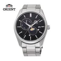 【ORIENT 東方錶】SUN&amp;MOON系列 日月相錶 鋼帶款 黑面 - 41.5mm(RA-AK0307B)
