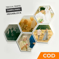 Cetak Foto + Bingkai Hexablock 8r Premium Tinggal Tempel
