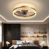 Nordic Crystal Led Lamp With Ceiling Fan 6 Speeds Bedroom DC Ceiling Fan With Remote Control Ceiling Fans With Light Fixture