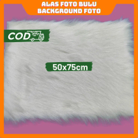 Alas Foto Produk Bulu Korea 50x75 Background Aesthetic Nail Art Kain Karpet Bulu Kecil Warna Putih