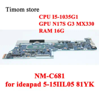 I51035G1 N17S G3 32G 16G Original Motherboard for ideapad 5-15IIL05 81YK Lenovo Laptop MB 5B20S44033 I5-1035G1 GPU MX330 NM-C681