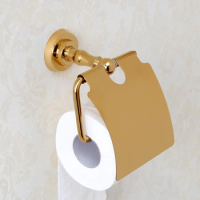 New Wall Mounted luxury Solid Brass gold Toilet Paper Holder golden Tissue Bar Bathroom accessories--MDP467