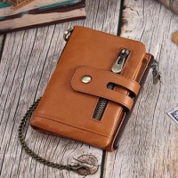 Men's Genuine Leather Small Wallet for Men with Credit Card Holder Luxury Design Bifold Zipper Coin Pocket Fashion