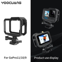 Aluminium Alloy Frame Case For GoPro 11 10 9 Double Clod Shoe With Charging Port For GoPro Hero 9 10 11 Accessories