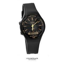 電子錶 CASIO卡西歐金色雙顯示膠錶 防水50米【NE1434】原廠公司貨