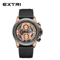 EXTRI Best Men's Watches New Model Affordable Silicone Band Chronograph Relojes Water Resistant Brand Quartz Dress Watches