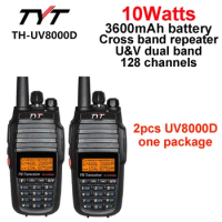 2pcs TYT TH-UV8000D Walkie Talkie Radio Handheld 10W Amateur Dual Band 144/430mhz Two Way Radio Cross repeater