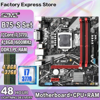 SZMZ B75 LGA1155 Desktop Motherboard Kit with i7 3770 CPU 32GB DDR3 RAM Gaming USB3.0 SATA3.0 NVME M.2 Placa Mae PC Assembly