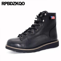Work Short Women Ankle Durable Boots Plus Size 47 48 Flats Lace Up Goodyear Welted Shoes Men Round Toe Full Grain Leather Unisex