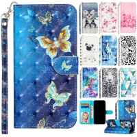 For Redmi 12 23053RN02A Cute Painted Leather Stand Cover Case on For Xiaomi Redmi 12 12C 11A 10 2022 10C 9A 9C Flip Wallet Case