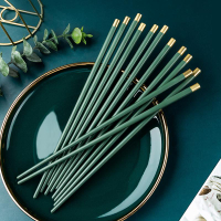 合金筷子家用高檔耐高溫不發霉精致高端綠色輕奢風商用餐飲公筷子