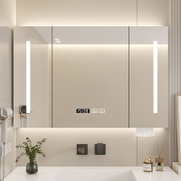 【破損補發】實木智能浴室鏡柜掛墻式衛生間浴室鏡洗手間鏡子置物架收納儲物柜