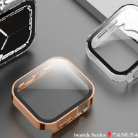 Case for Apple Watch 45mm 41mm accessories Glass+Cover 44mm 40mm Tempered Screen Protector Protective iWatch series 6 se 4 5 7 8