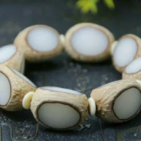 Natural Bodhi Seed Bracelet with Three-faced Bodhi Root Beads, Buddhist Prayer Beads and Gear Beads for Men and Women