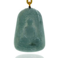 【喜緣玉品】天然湖水綠翡翠阿彌陀佛玉珮(直)