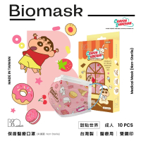 【雙鋼印】“BioMask保盾”醫療口罩蠟筆小新聯名點心時間系列-甜點世界-成人用(10片/盒)(未滅菌)