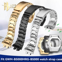 For Casio Black Steel Blocks GMW-B5000 MRG-B5000 Modified Solid Stainless Steel Strap Metal Case Wat