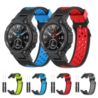 Double Color Silicone Strap For Amazfit T-Rex Smart Watch Band Breathable Sports Wristband For Xiaomi Huami Amazfit T Rex Pro