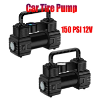 Car Tire Pump 150 PSI 12V Electric Air Pump LED Emergency Flashlight Heavy Duty Air Compressor Portable Car Tyre Inflator