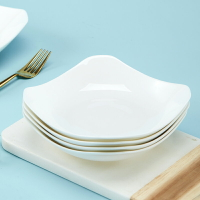新款10個裝盤子套裝家用菜盤釉下彩日式純白四方形盤深盤涼菜碟子