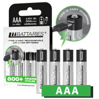 LiiBATTARIES Type-C 快充 Li-ion鋰電充電池 - AAA (4粒裝)