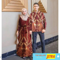 Baju CP NAZWA MARON SL Batik Couple Batik motif maroon Kekinian@@ Muslim Maxi Pasangan Dress