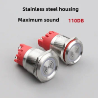19mm 22mm LED Loud Intermittent Flashing Warning Light Buzzer 12V 24V  220V Mini Red Lamp Alarm Stainless Steel Metal