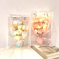 【天使愛美麗】PVC禮盒 玫瑰花束 創意禮品 滿天星 乾燥花向日葵(畢業禮 情人節 母親節 生日 婚禮)