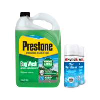 【PRESTONE 百適通】強效亮澤雨刷精*1&車用除臭淨化噴霧*2(清潔擋風玻璃/除蟲屍粉塵/除臭煙味霉味汽油精)