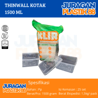 Thinwall Klir 1500ml | Kotak Makan Plastik 1500ml KLIR SQUARE SQ @25set